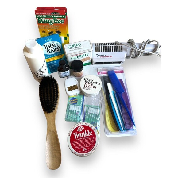 Contents Of Vintage Bathroom Medicine Cabinet Bottles Tins Etc. Staging Props - Picture 2 of 9